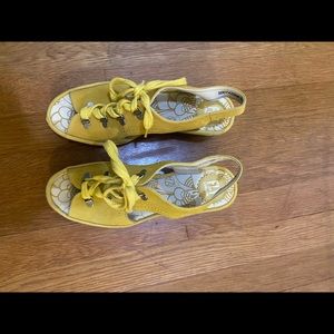 Fly London size 9 yellow sandals. Like new